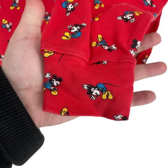 Vintage Mickey & Co All Over Micky Mouse Print Red Turtle Neck Top - Picture 4 of 6